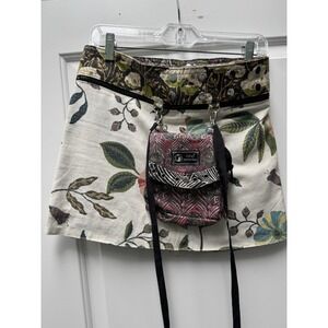 Zand Amsterdam Reversible Wrap Skirt Snap Button Boho Medallion Floral Pouch